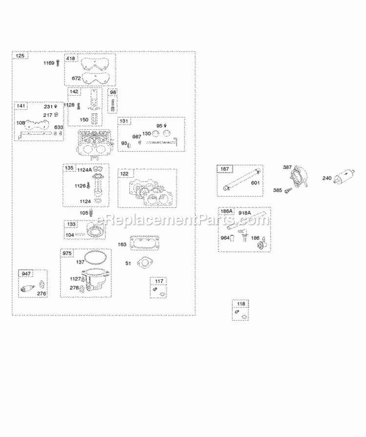 Carburetor Fuel Supply Diagram and Parts List for 44R677-0001-G1  Briggs and Stratton Engine